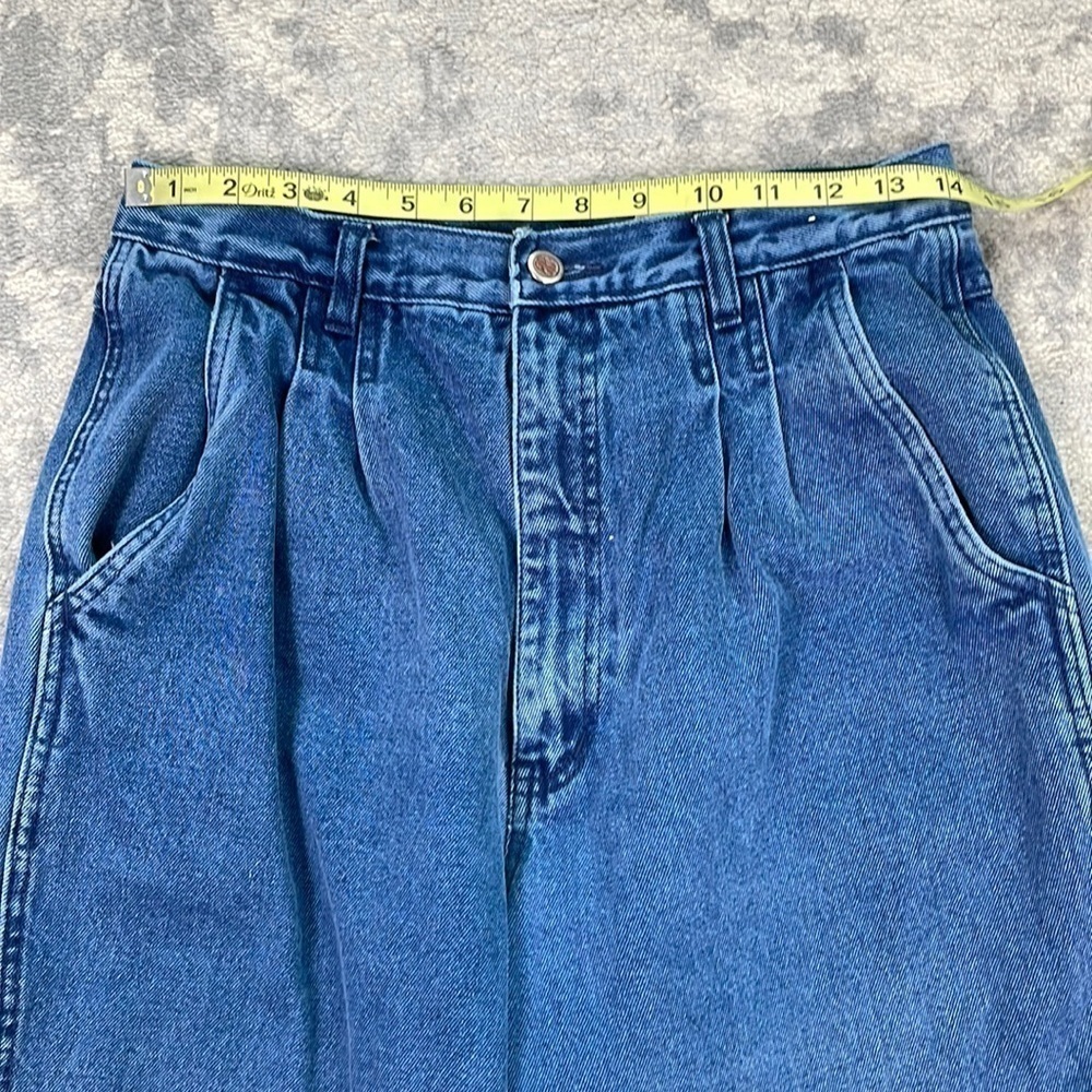 Vintage Bill Blass High Rise Pleat Front Mom Jeans Blue Rigid Denim - Picture 6 of 11